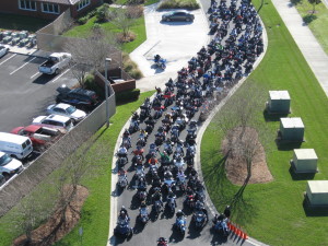 Bikers on a path