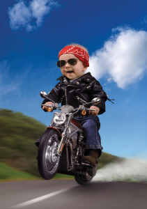 baby on motorcycle